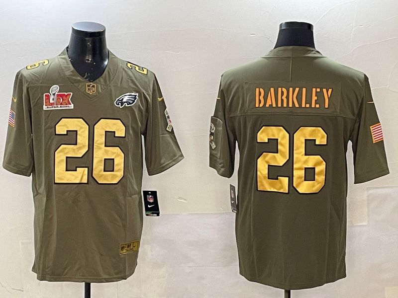 Men Philadelphia Eagles #26 Barkley Green gold 2025 Nike Vapor Limited NFL Jersey style 3